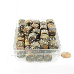 WCXDL1693E50 Gold Lustrous Dice Silver Pips D6 16mm (5/8in) Bulk Pack of 50 (ONLINE ORDER ONLY)