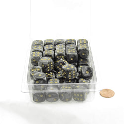 WCXDL1698E50 Black Lustrous Dice with Gold Pips D6 16mm (5/8in) Bulk Pack of 50 (ONLINE ORDER ONLY)