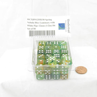 WCXDN1255E50 Spring Nebula Dice Luminary with White Pips 12mm (1/2in) D6 Set of 50 (ONLINE ORDER ONLY)