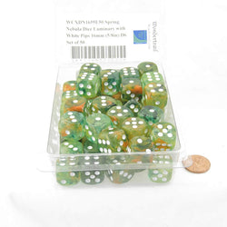 WCXDN1655E50 Spring Nebula Dice Luminary with White Pips 16mm (5/8in) D6 Set of 50 (ONLINE ORDER ONLY)