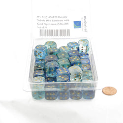 WCXDN1656E50 Oceanic Nebula Dice Luminary with Gold Pips 16mm (5/8in) D6 Set of 50 (ONLINE ORDER ONLY)