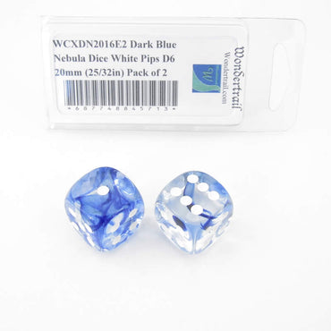 WCXDN2016E2 Dark Blue Nebula Dice White Pips D6 20mm (25/32in) Pack of 2 (ONLINE ORDER ONLY)