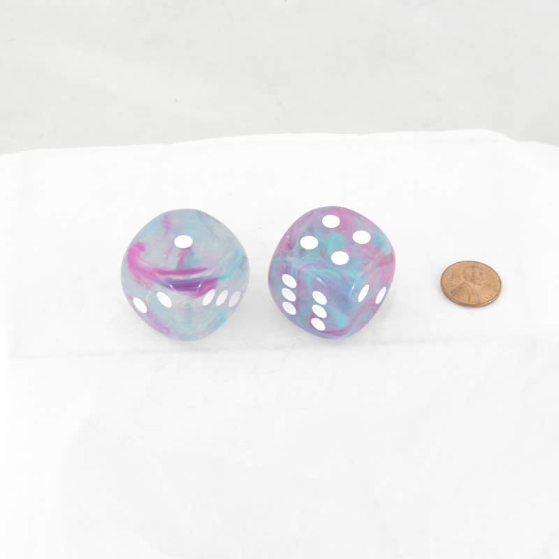 WCXDN3045E2 Wisteria Nebula Luminary Dice White Pips D6 30mm (1.18in) Pack of 2 (ONLINE ORDER ONLY)
