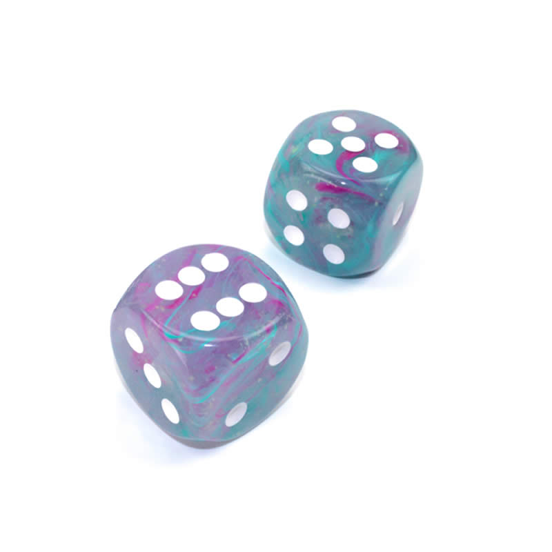 WCXDN3045E2 Wisteria Nebula Luminary Dice White Pips D6 30mm (1.18in) Pack of 2 (ONLINE ORDER ONLY)