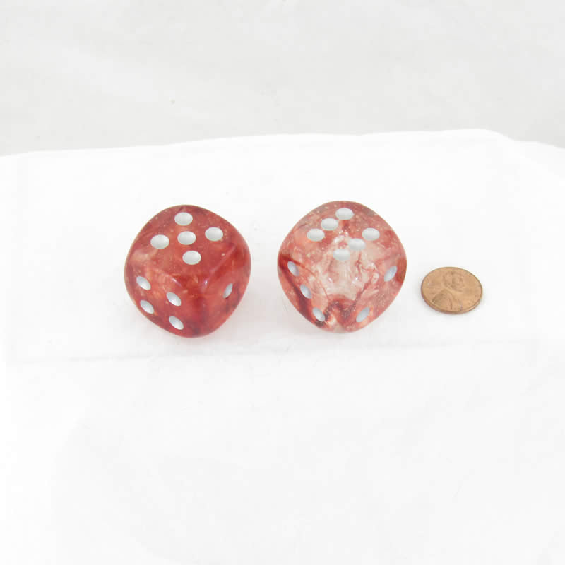 WCXDN3054E2 Red Nebula Luminary Dice Silver Pips D6 30mm (1.18in) Pack of 2 (ONLINE ORDER ONLY)