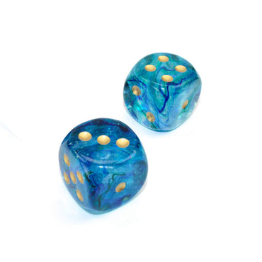 WCXDN3056E2 Oceanic Nebula Luminary Dice Gold Pips D6 30mm (1.18in) Pack of 2 (ONLINE ORDER ONLY)