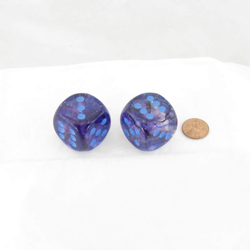 WCXDN3057E2 Nocturnal Nebula Luminary Dice Blue Pips D6 30mm (1.18in) Pack of 2 (ONLINE ORDER ONLY)