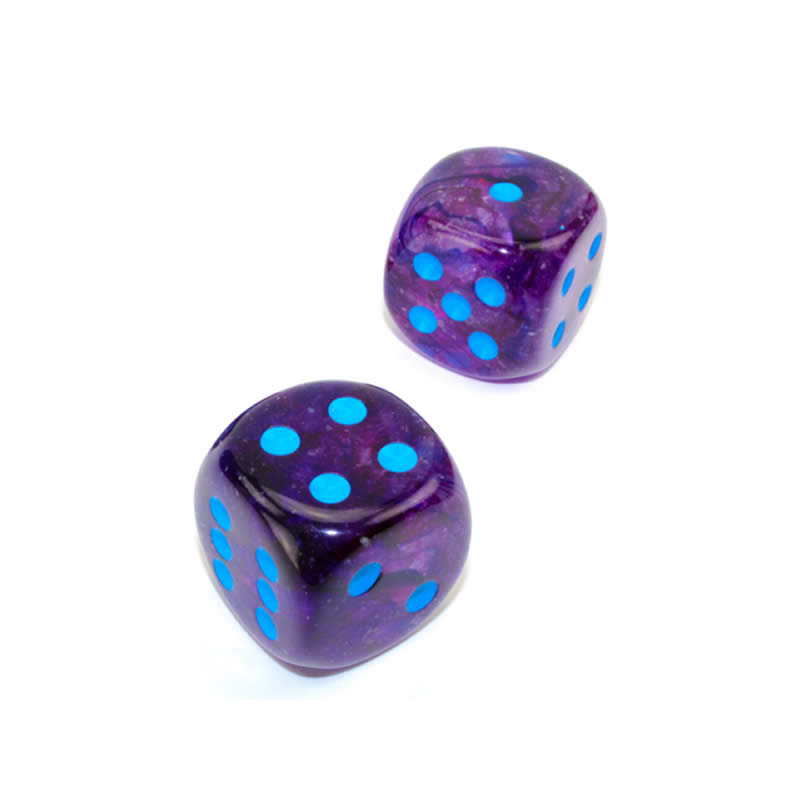 WCXDN3057E2 Nocturnal Nebula Luminary Dice Blue Pips D6 30mm (1.18in) Pack of 2 (ONLINE ORDER ONLY)