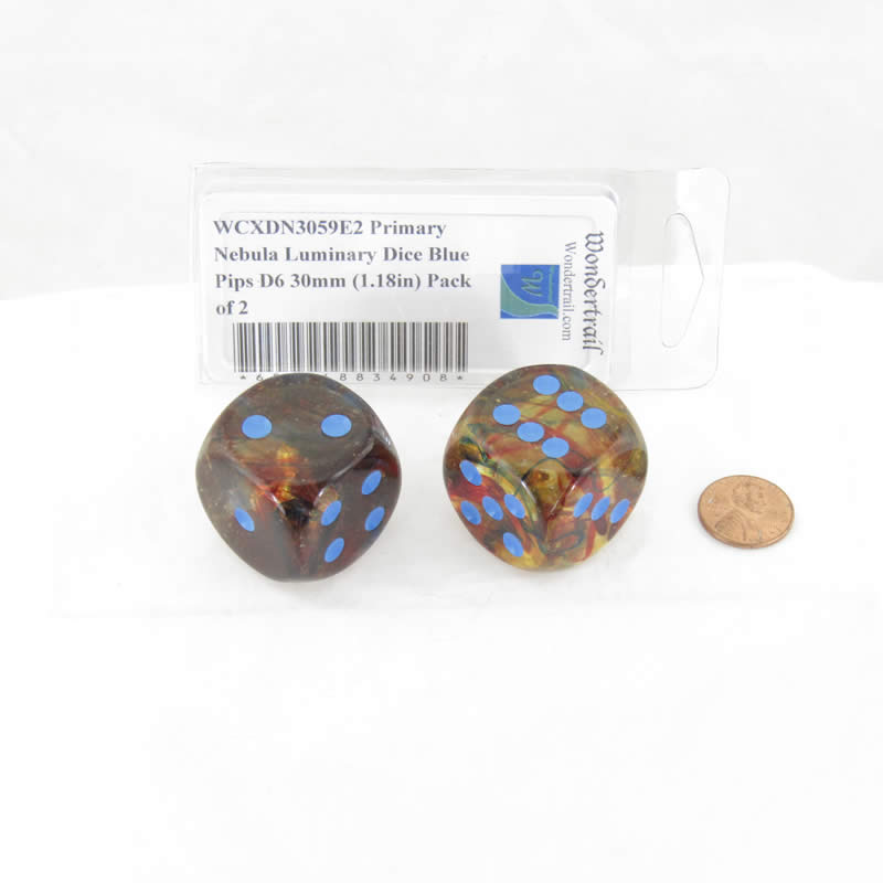 WCXDN3059E2 Primary Nebula Luminary Dice Blue Pips D6 30mm (1.18in) Pack of 2 (ONLINE ORDER ONLY)
