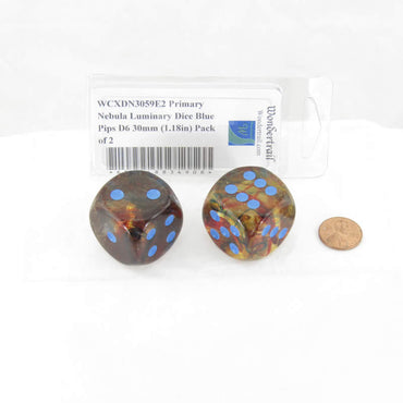 WCXDN3059E2 Primary Nebula Luminary Dice Blue Pips D6 30mm (1.18in) Pack of 2 (ONLINE ORDER ONLY)