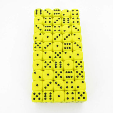 WCXDQ1202B1 Yellow Opaque Dice Black Pips D6 12mm Bulk Pack of 100 (ONLINE ORDER ONLY)