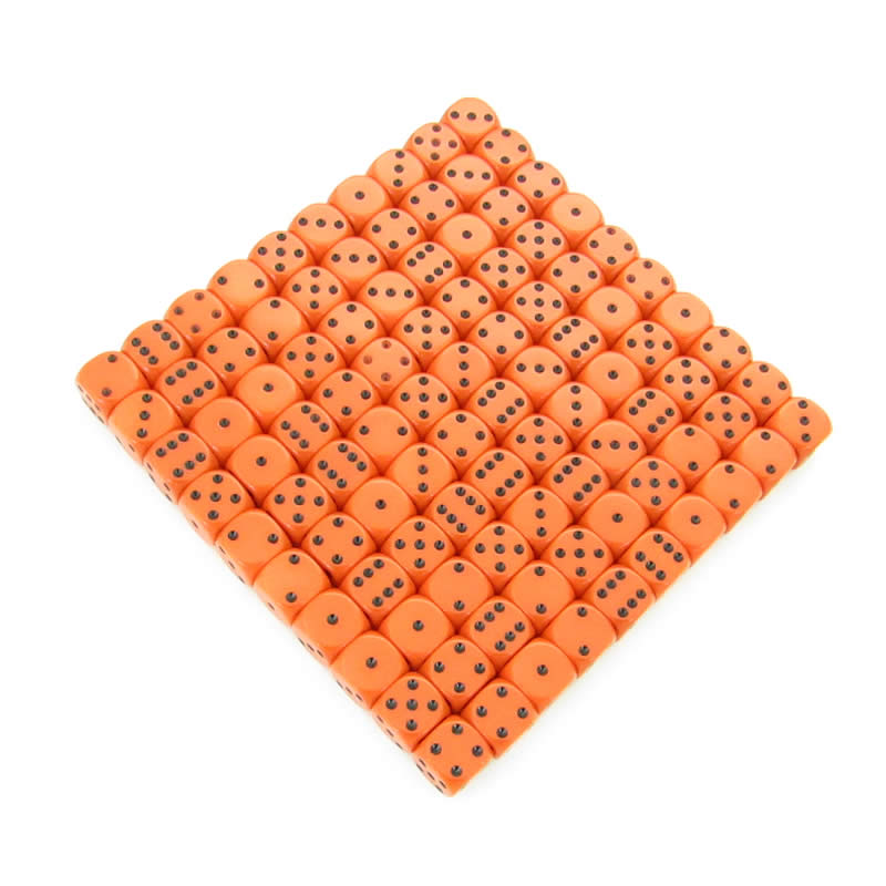 WCXDQ1203B1 Orange Opaque Dice Black Pips D6 12mm Bulk Pack of 100 (ONLINE ORDER ONLY)