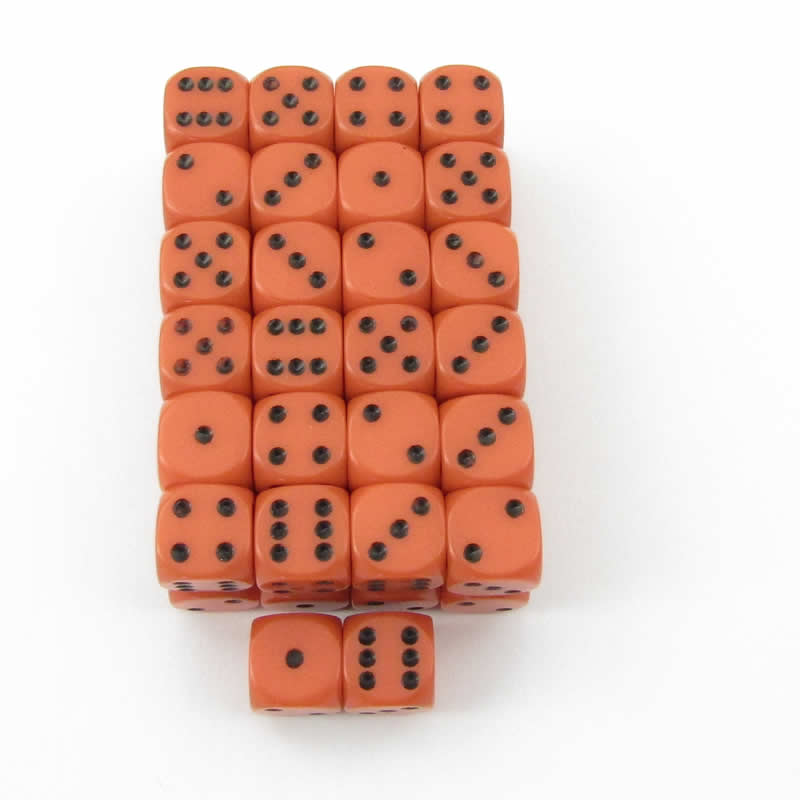 WCXDQ1203E50 Orange Opaque Dice Black Pips D6 12mm Bulk Pack of 50 (ONLINE ORDER ONLY)