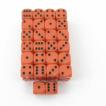 WCXDQ1203E50 Orange Opaque Dice Black Pips D6 12mm Bulk Pack of 50 (ONLINE ORDER ONLY)
