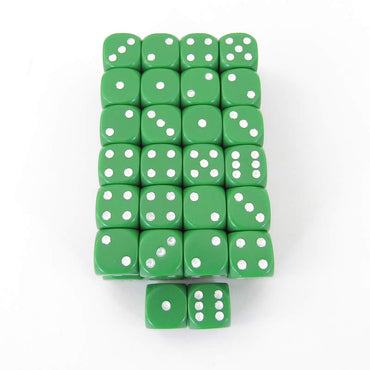 WCXDQ1205E50 Green Opaque Dice White Pips D6 12mm (1/2in) Bulk Pack of 50 (ONLINE ORDER ONLY)