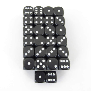 WCXDQ1208E50 Black Opaque Dice White Pips D6 12mm (1/2in) Bulk Pack of 50 (ONLINE ORDER ONLY)
