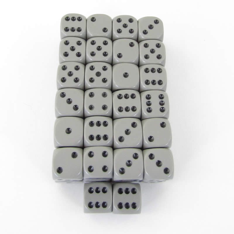 WCXDQ1210E50 Dark Grey Opaque Dice Black Pips D6 12mm Bulk Pack of 50 (ONLINE ORDER ONLY)