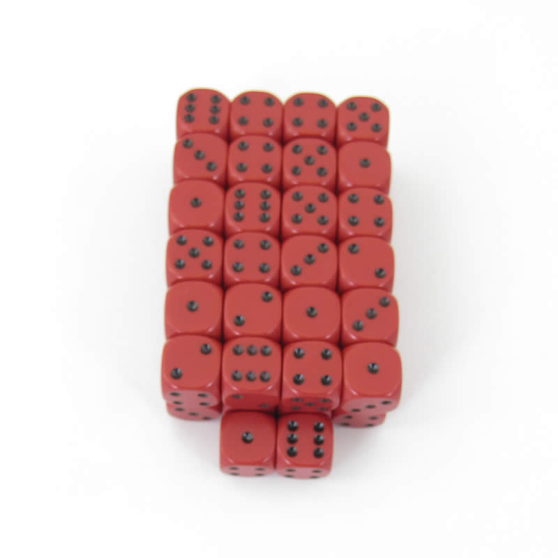 WCXDQ1214E50 Red Opaque Dice Black Pips D6 12mm (1/2in) Bulk Pack of 50 (ONLINE ORDER ONLY)