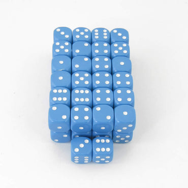 WCXDQ1216E50 Light Blue Opaque Dice White Pips D6 12mm Bulk Pack of 50 (ONLINE ORDER ONLY)