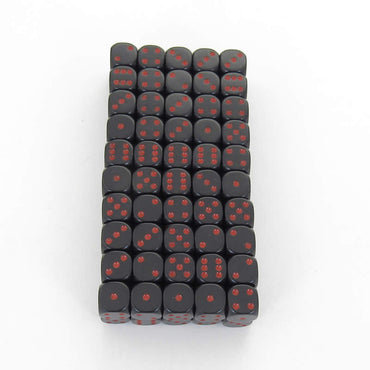WCXDQ1218B1 Black Opaque Dice Red Pips D6 12mm Bulk Pack of 100 (ONLINE ORDER ONLY)