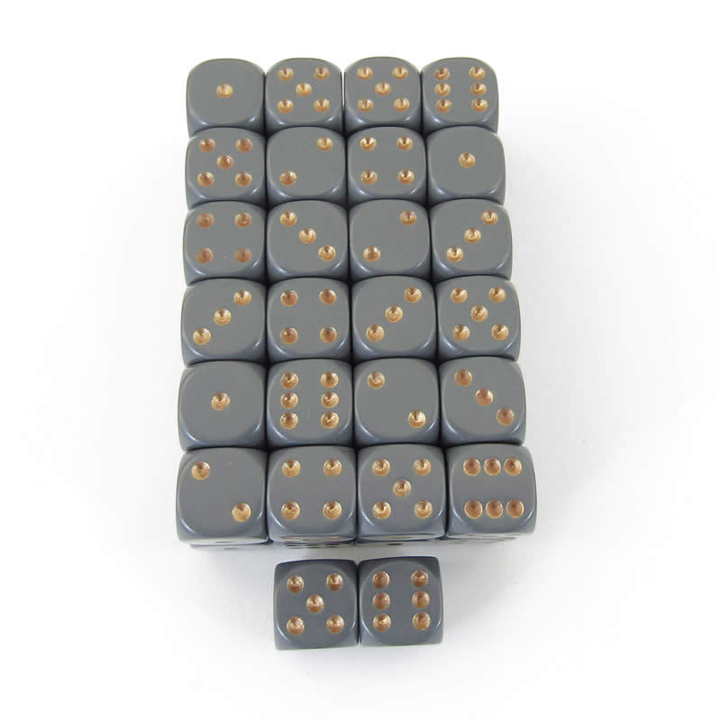 WCXDQ1220E50 Dark Gray Opaque Dice Copper Pips D6 12mm Bulk Pack of 50 (ONLINE ORDER ONLY)