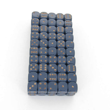 WCXDQ1226B1 Dusty Blue Opaque Dice Copper Pips D6 12mm Bulk Pack of 100 (ONLINE ORDER ONLY)