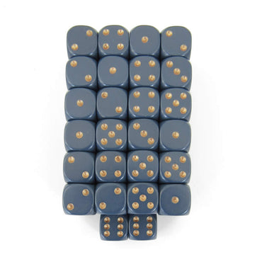 WCXDQ1226E50 Dusty Blue Opaque Dice Copper Pips D6 12mm Bulk Pack of 50 (ONLINE ORDER ONLY)