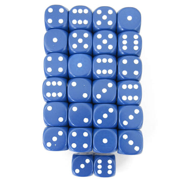 WCXDQ1606E50 Blue Opaque Dice White Pips D6 16mm (5/8in) Pack Of 50 (ONLINE ORDER ONLY)