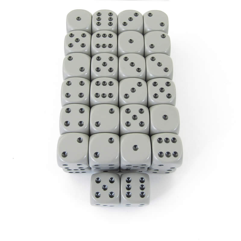 WCXDQ1610E50 Dark Grey Opaque Dice Black Pips D6 16mm Pack Of 50 (ONLINE ORDER ONLY)
