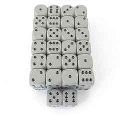 WCXDQ1610E50 Dark Grey Opaque Dice Black Pips D6 16mm Pack Of 50 (ONLINE ORDER ONLY)