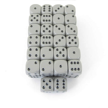 WCXDQ1610E50 Dark Grey Opaque Dice Black Pips D6 16mm Pack Of 50 (ONLINE ORDER ONLY)