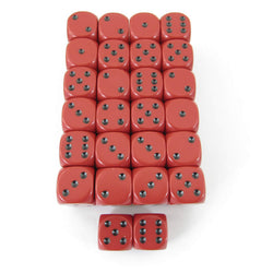 WCXDQ1614E50 Red Opaque Dice Black Pips D6 16mm (5/8in) Pack Of 50 (ONLINE ORDER ONLY)
