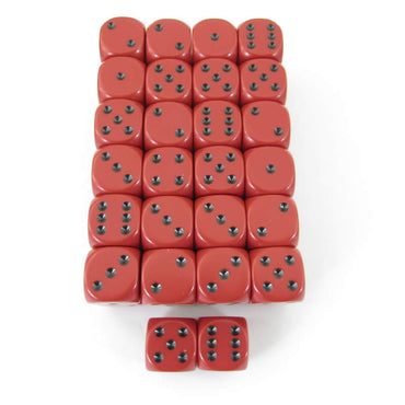 WCXDQ1614E50 Red Opaque Dice Black Pips D6 16mm (5/8in) Pack Of 50 (ONLINE ORDER ONLY)