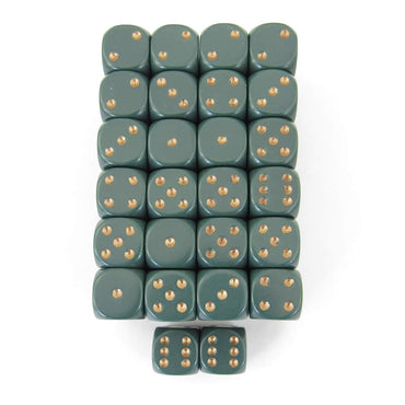 WCXDQ1615E50 Dusty Green Opaque Dice Copper Pips D6 16mm Pack Of 50 (ONLINE ORDER ONLY)