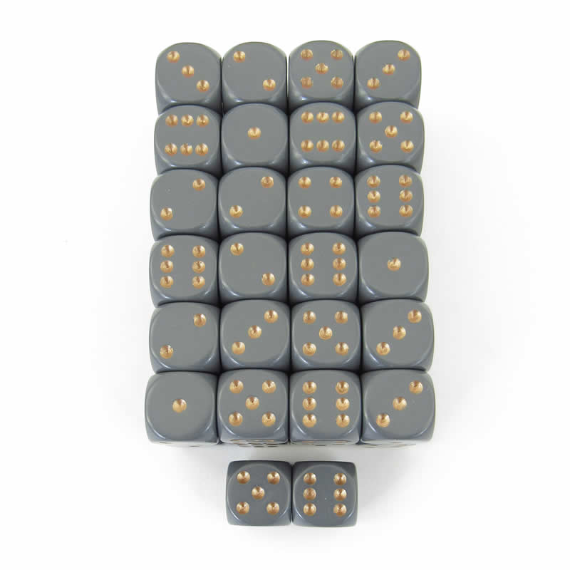 WCXDQ1620E50 Dark Grey Opaque Dice Copper Pips D6 16mm Pack Of 50 (ONLINE ORDER ONLY)