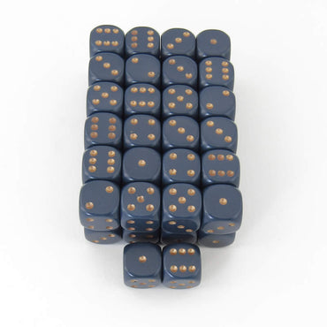 WCXDQ1626E50 Dusty Blue Opaque Dice Copper Pips D6 16mm Pack Of 50 (ONLINE ORDER ONLY)