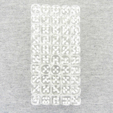 WCXDT1201B1 Clear Translucent Dice White Pips D6 12mm Pack Of 100 (ONLINE ORDER ONLY)