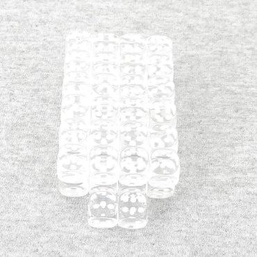 WCXDT1201E50 Clear Translucent Dice White Pips D6 12mm Pack of 50 (ONLINE ORDER ONLY)