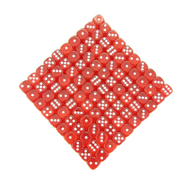 WCXDT1204B1 Red Translucent Dice White Pips D6 12mm Pack Of 100 (ONLINE ORDER ONLY)