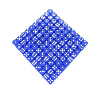 WCXDT1206B1 Blue Translucent Dice White Pips D6 12mm Pack Of 100 (ONLINE ORDER ONLY)