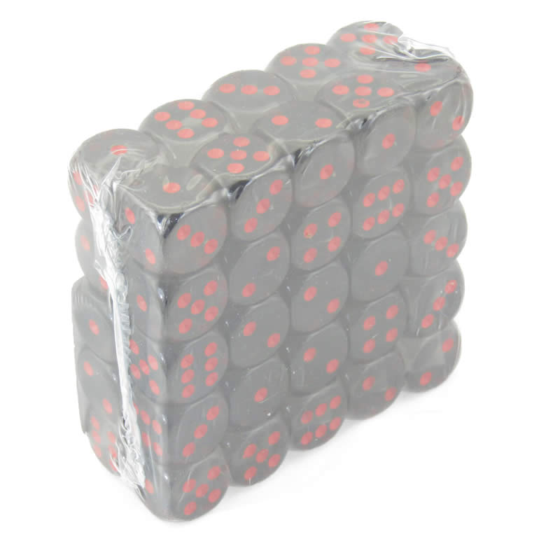 WCXDT1618E50 Smoke Translucent Dice Red Pips D6 16mm (5/8in) Pack of 50 (ONLINE ORDER ONLY)
