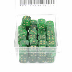 WCXDV1205E50 Green Vortex Dice with Gold Pips D6 12mm (1/2in) Pack of 50 (ONLINE ORDER ONLY)