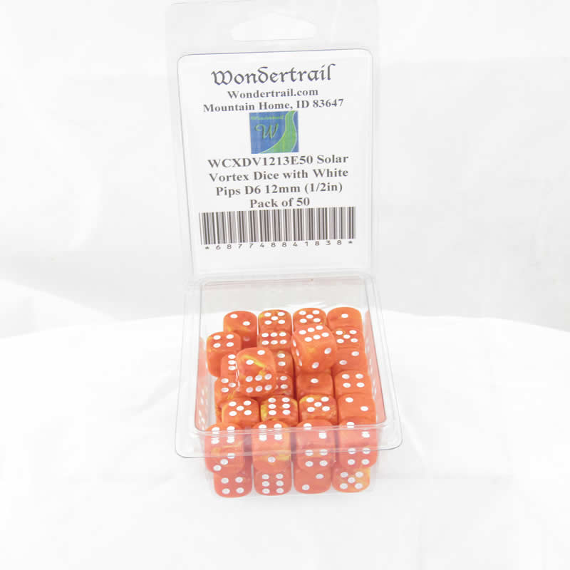 WCXDV1213E50 Solar Vortex Dice with White Pips D6 12mm (1/2in) Pack of 50 (ONLINE ORDER ONLY)