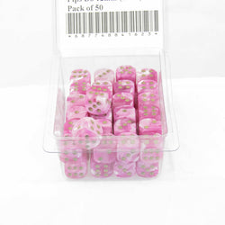 WCXDV1214E50 Pink Vortex Dice with Gold Pips D6 12mm (1/2in) Pack of 50 (ONLINE ORDER ONLY)