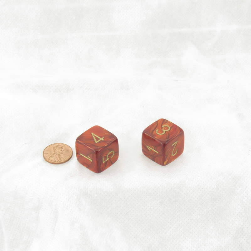 WCXLC0604E2 Scarlet Scarab Mega-Hedral with Gold Colored Numbers 20mm (25/32in) D6 Pack of 2 (ONLINE ORDER ONLY)