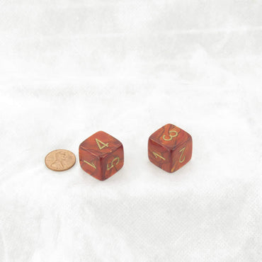 WCXLC0604E2 Scarlet Scarab Mega-Hedral with Gold Colored Numbers 20mm (25/32in) D6 Pack of 2 (ONLINE ORDER ONLY)