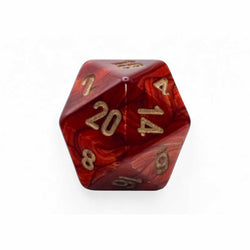 WCXLC2004E2 Scarlet Scarab Mega-Hedral with Gold Colored Numbers 20mm (25/32in) D20 Pack of 2 (ONLINE ORDER ONLY)