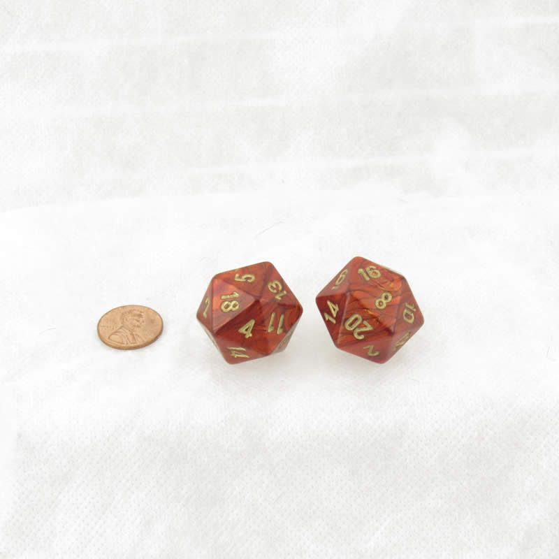 WCXLC2004E2 Scarlet Scarab Mega-Hedral with Gold Colored Numbers 20mm (25/32in) D20 Pack of 2 (ONLINE ORDER ONLY)