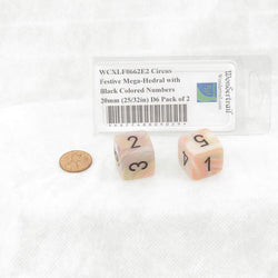 WCXLF0662E2 Circus Festive Mega-Hedral with Black Colored Numbers 20mm (25/32in) D6 Pack of 2 (ONLINE ORDER ONLY)