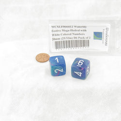 WCXLF0666E2 Waterlily Festive Mega-Hedral with White Colored Numbers 20mm (25/32in) D6 Pack of 2 (ONLINE ORDER ONLY)